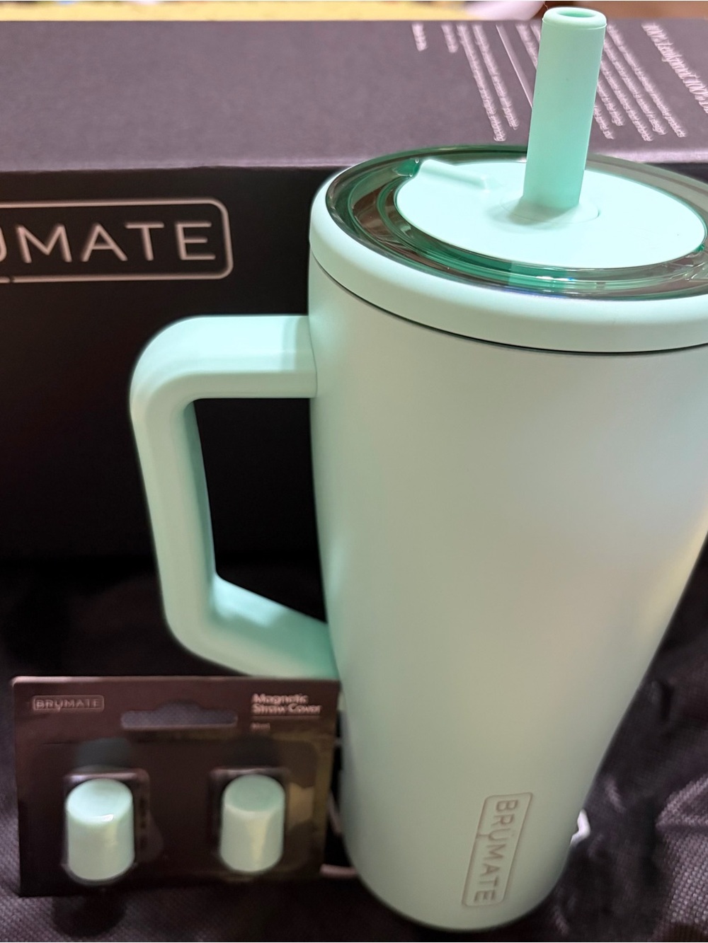 Brumate Mint Green Insulated Tumbler with Straw Covers